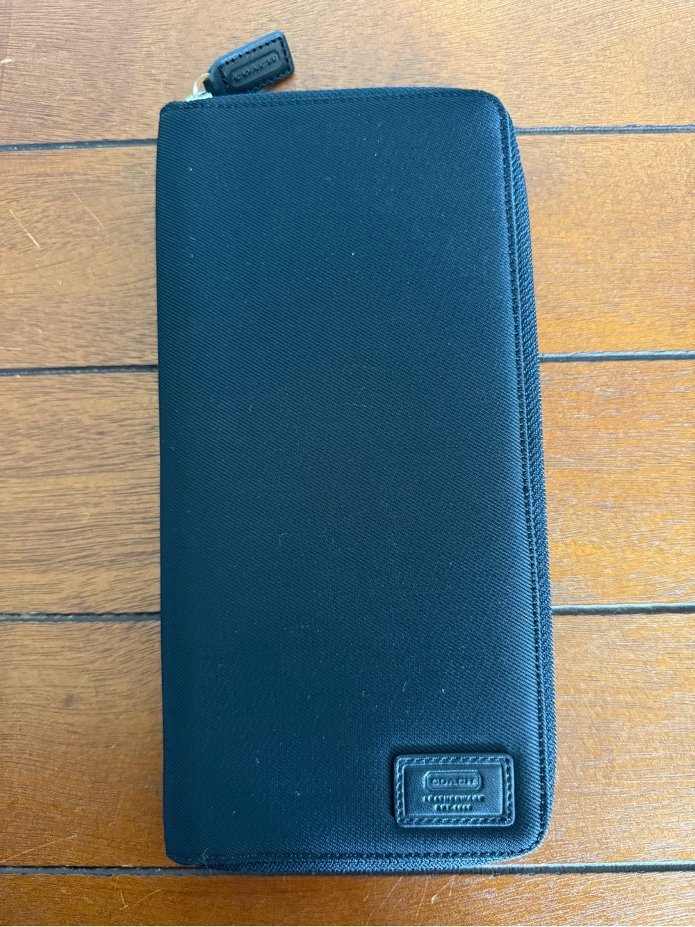 Vintage Coach Nylon Leather Trim Slim Black Credit Card Travel Organizer Wallet